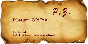 Pleyer Zéta névjegykártya